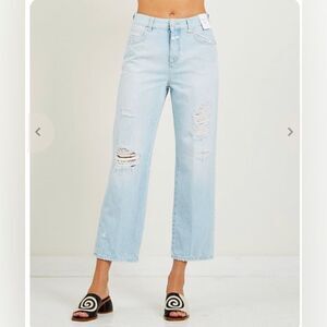 Closed jeans gill organic denim light wash distressed wide leg ankle 31 barrel